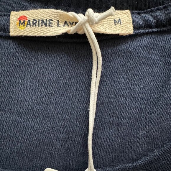 Marine layer jacob LS crew Mens Colorblock Long Sleeve Tee sz Medium red navy - Picture 7 of 11